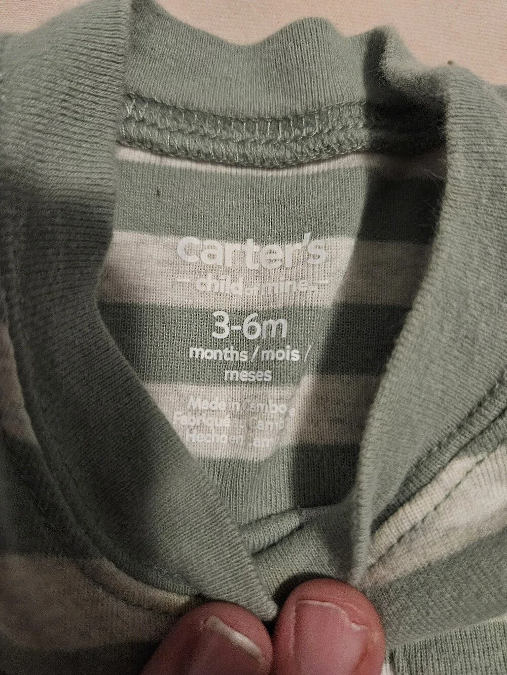 Carter's Green and White Striped Short-Sleeve Baby Bodysuit